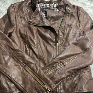 Black Rivet Women’s Brown Leather Jacket S…